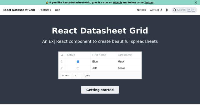 React Datasheet Grid